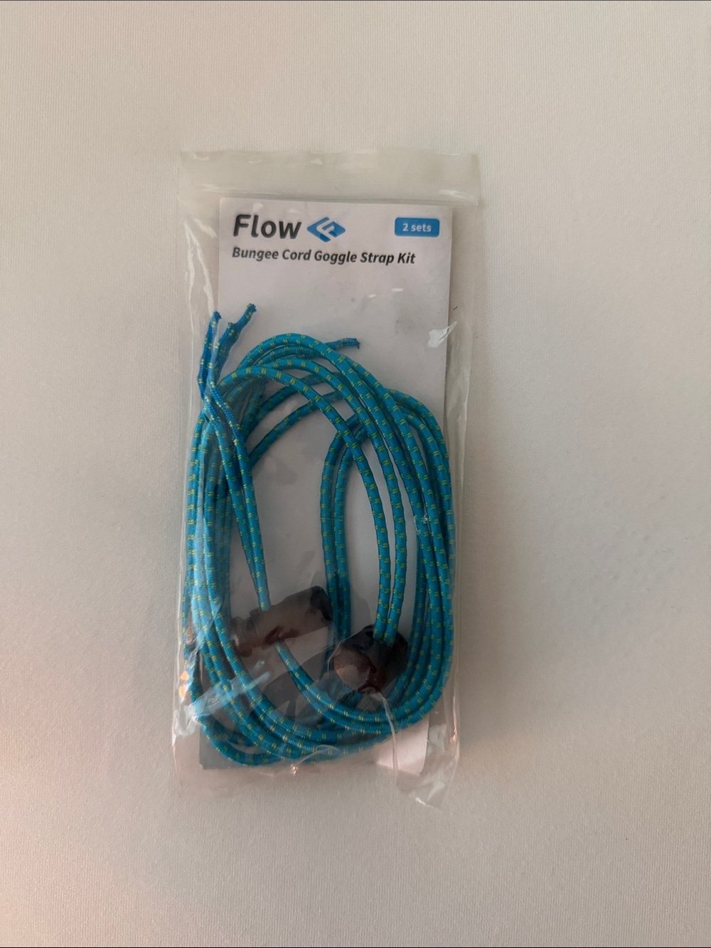NEW IN PACKAGING set of 2 bungee goggle straps in blue